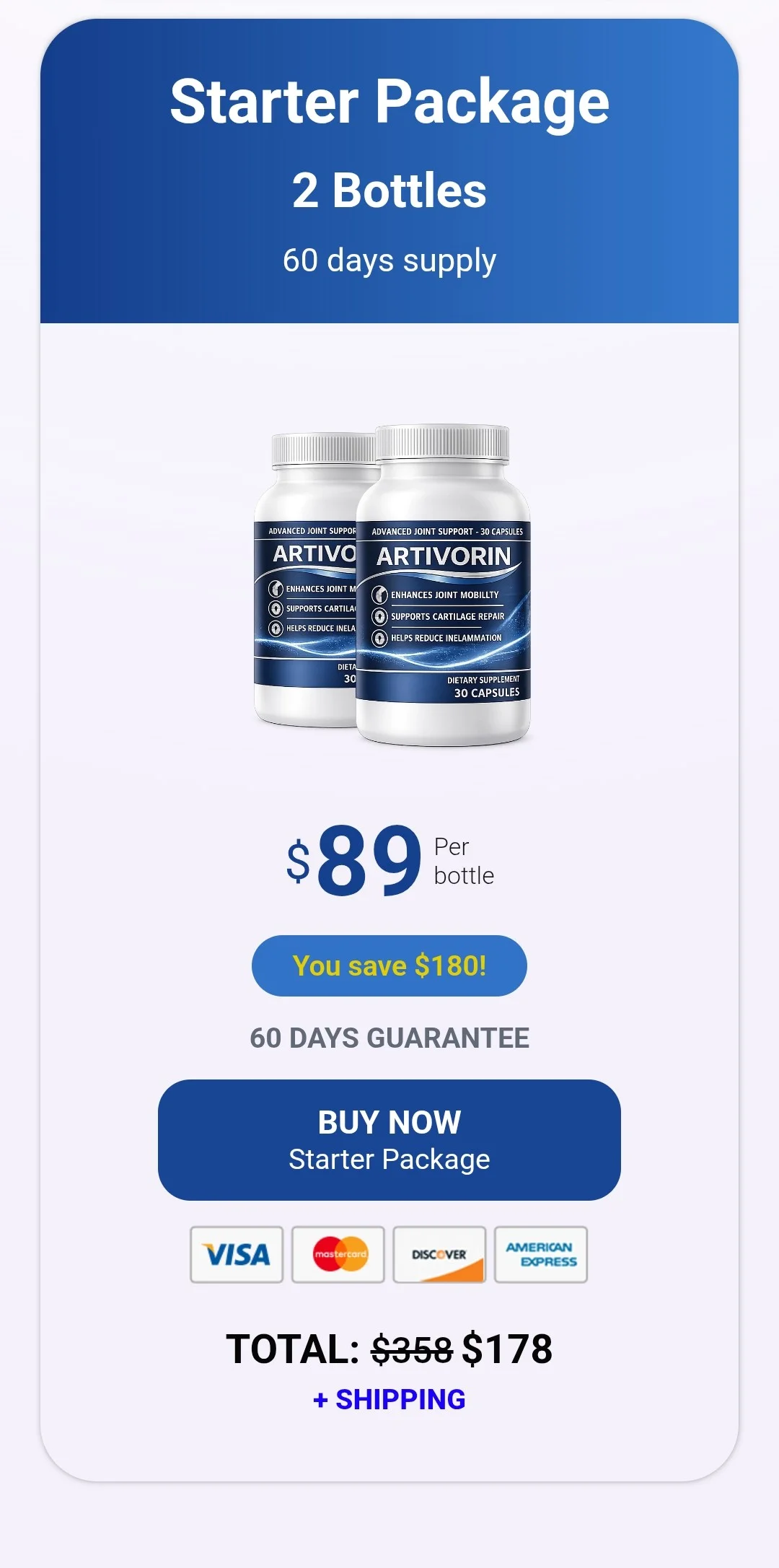 Artivorin™ 2 bottles pricing